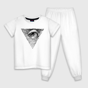 Детская пижама хлопок с принтом eye в Петрозаводске, 100% хлопок |  брюки и футболка прямого кроя, без карманов, на брюках мягкая резинка на поясе и по низу штанин
 | black | eye | minimalism | money | philosophy | pyramid | raster | supreme | usa | white | белый | глаз | деньги | доллар | минимализм | пирамида | растр | сша | философия | черный