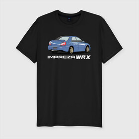 Мужская футболка хлопок Slim с принтом Subaru Impreza WRX в Петрозаводске, 92% хлопок, 8% лайкра | приталенный силуэт, круглый вырез ворота, длина до линии бедра, короткий рукав | impreza wrx | subaru | subaru impreza | subaru impreza wrx | wrx