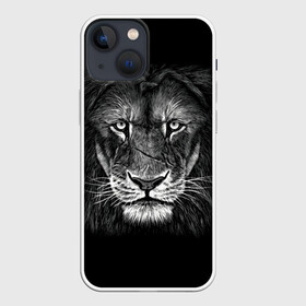 Чехол для iPhone 13 mini с принтом Lion Art в Петрозаводске,  |  | акварель | арт | белый | взгляд | грива | дикий | живопись | зверь | искусство | король | кот | лев | львица | мазки | мощь | прайд | саванна | сила | царь | черный | шрам