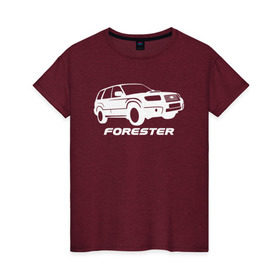 Женская футболка хлопок с принтом Subaru Forester в Петрозаводске, 100% хлопок | прямой крой, круглый вырез горловины, длина до линии бедер, слегка спущенное плечо | forester | subaru | subaru forester