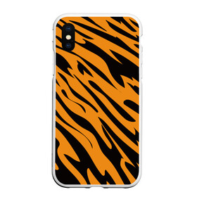 Чехол для iPhone XS Max матовый с принтом Тигр в Петрозаводске, Силикон | Область печати: задняя сторона чехла, без боковых панелей | Тематика изображения на принте: животное | зверь | кардашьян | ким | кот | лев | оранжевый | полосы | рыжий | тигр | черный