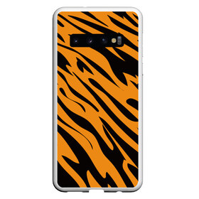 Чехол для Samsung Galaxy S10 с принтом Тигр в Петрозаводске, Силикон | Область печати: задняя сторона чехла, без боковых панелей | животное | зверь | кардашьян | ким | кот | лев | оранжевый | полосы | рыжий | тигр | черный