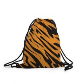 Рюкзак-мешок 3D с принтом Тигр в Петрозаводске, 100% полиэстер | плотность ткани — 200 г/м2, размер — 35 х 45 см; лямки — толстые шнурки, застежка на шнуровке, без карманов и подкладки | животное | зверь | кардашьян | ким | кот | лев | оранжевый | полосы | рыжий | тигр | черный