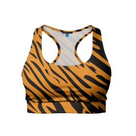 Женский спортивный топ 3D с принтом Тигр в Петрозаводске, 82% полиэстер, 18% спандекс Ткань безопасна для здоровья, позволяет коже дышать, не мнется и не растягивается |  | животное | зверь | кардашьян | ким | кот | лев | оранжевый | полосы | рыжий | тигр | черный