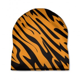 Шапка 3D с принтом Тигр в Петрозаводске, 100% полиэстер | универсальный размер, печать по всей поверхности изделия | животное | зверь | кардашьян | ким | кот | лев | оранжевый | полосы | рыжий | тигр | черный
