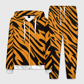 Мужской костюм 3D с принтом Тигр в Петрозаводске, 100% полиэстер | Манжеты и пояс оформлены тканевой резинкой, двухслойный капюшон со шнурком для регулировки, карманы спереди | животное | зверь | кардашьян | ким | кот | лев | оранжевый | полосы | рыжий | тигр | черный