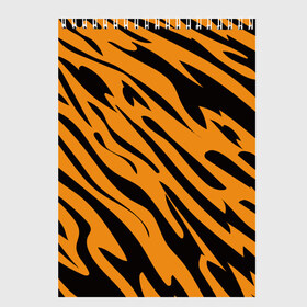 Скетчбук с принтом Тигр в Петрозаводске, 100% бумага
 | 48 листов, плотность листов — 100 г/м2, плотность картонной обложки — 250 г/м2. Листы скреплены сверху удобной пружинной спиралью | животное | зверь | кардашьян | ким | кот | лев | оранжевый | полосы | рыжий | тигр | черный