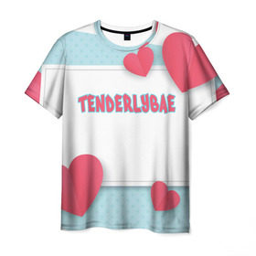 Мужская футболка 3D с принтом Tenderlybae в Петрозаводске, 100% полиэфир | прямой крой, круглый вырез горловины, длина до линии бедер | Тематика изображения на принте: tenderlybae | twitch | амина | бэйби | в маске | малышка | мирзоева | мэйби | нежная | стримерша | тендерлибае | тендерлибэй