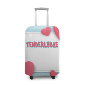 Чехол для чемодана 3D с принтом Tenderlybae в Петрозаводске, 86% полиэфир, 14% спандекс | двустороннее нанесение принта, прорези для ручек и колес | tenderlybae | twitch | амина | бэйби | в маске | малышка | мирзоева | мэйби | нежная | стримерша | тендерлибае | тендерлибэй