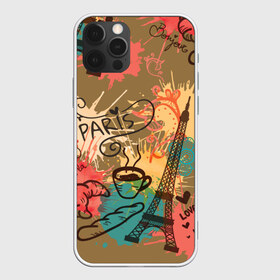 Чехол для iPhone 12 Pro Max с принтом Париж в Петрозаводске, Силикон |  | Тематика изображения на принте: love | башня | булочка | кофе | круассан | любовь | отпуск | париж | путешествия | франция | хлеб | эйфелева