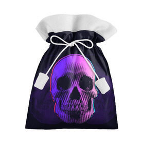 Подарочный 3D мешок с принтом Токсичный череп в Петрозаводске, 100% полиэстер | Размер: 29*39 см | 3d | 3д | голограмма | иллюзия | кости | розовый | синий | скелет | ультра | фиолетовый | череп | черный