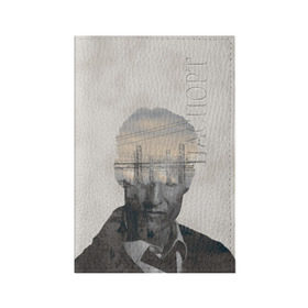 Обложка для паспорта матовая кожа с принтом True Detective в Петрозаводске, натуральная матовая кожа | размер 19,3 х 13,7 см; прозрачные пластиковые крепления | rust | детектив | драма | криминал | мэттью | настоящий | расследования | следователь