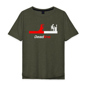 Мужская футболка хлопок Oversize с принтом Deadline в Петрозаводске, 100% хлопок | свободный крой, круглый ворот, “спинка” длиннее передней части | fead | line | дедлайн | коса | линия | программист | проект | работа | сдача | сроки