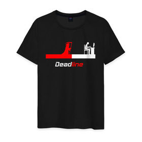 Мужская футболка хлопок с принтом Deadline в Петрозаводске, 100% хлопок | прямой крой, круглый вырез горловины, длина до линии бедер, слегка спущенное плечо. | fead | line | дедлайн | коса | линия | программист | проект | работа | сдача | сроки