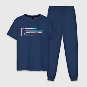 Мужская пижама хлопок с принтом Подсветка синтаксиса кода в Петрозаводске, 100% хлопок | брюки и футболка прямого кроя, без карманов, на брюках мягкая резинка на поясе и по низу штанин
 | 1с | c | highlighter | java | javascript | php | programmer | sql | syntax | код | компьютер | программа | с++ | сисадмин