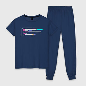Женская пижама хлопок с принтом Подсветка синтаксиса кода в Петрозаводске, 100% хлопок | брюки и футболка прямого кроя, без карманов, на брюках мягкая резинка на поясе и по низу штанин | 1с | c | highlighter | java | javascript | php | programmer | sql | syntax | код | компьютер | программа | с++ | сисадмин