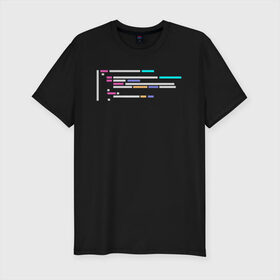 Мужская футболка премиум с принтом Подсветка синтаксиса кода в Петрозаводске, 92% хлопок, 8% лайкра | приталенный силуэт, круглый вырез ворота, длина до линии бедра, короткий рукав | 1с | c | highlighter | java | javascript | php | programmer | sql | syntax | код | компьютер | программа | с++ | сисадмин