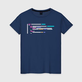 Женская футболка хлопок с принтом Подсветка синтаксиса кода в Петрозаводске, 100% хлопок | прямой крой, круглый вырез горловины, длина до линии бедер, слегка спущенное плечо | 1с | c | highlighter | java | javascript | php | programmer | sql | syntax | код | компьютер | программа | с++ | сисадмин