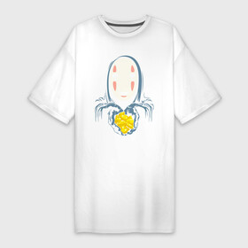 Платье-футболка хлопок с принтом Унесённые призраками в Петрозаводске,  |  | anime | no face | spirited away | аниме | безликий | безликий бог каонаси | каонаси | миядзаки | мультфильм | сэн | тихиро | унесённые призраками