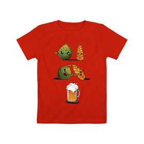 Детская футболка хлопок с принтом Хмель и Солод в Петрозаводске, 100% хлопок | круглый вырез горловины, полуприлегающий силуэт, длина до линии бедер | Тематика изображения на принте: солод | хмель