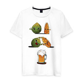 Мужская футболка хлопок с принтом Хмель и Солод в Петрозаводске, 100% хлопок | прямой крой, круглый вырез горловины, длина до линии бедер, слегка спущенное плечо. | солод | хмель