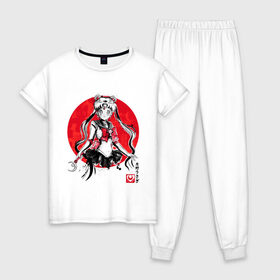 Женская пижама хлопок с принтом Sailor Moon (Suibokuga Ver ) в Петрозаводске, 100% хлопок | брюки и футболка прямого кроя, без карманов, на брюках мягкая резинка на поясе и по низу штанин | sailor moon | usagi tsukino | сейлор мун | усаги цукино
