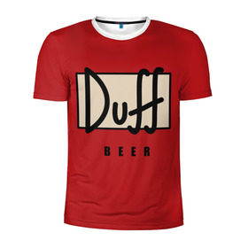 Мужская футболка 3D спортивная с принтом Duff в Петрозаводске, 100% полиэстер с улучшенными характеристиками | приталенный силуэт, круглая горловина, широкие плечи, сужается к линии бедра | Тематика изображения на принте: beer | duff | duff beer | simpsons | симпсоны