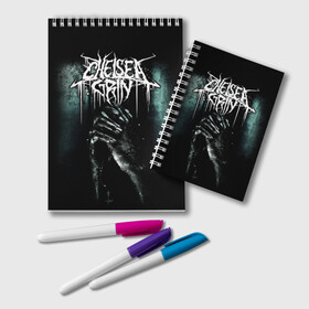 Блокнот с принтом Chelsea Grin в Петрозаводске, 100% бумага | 48 листов, плотность листов — 60 г/м2, плотность картонной обложки — 250 г/м2. Листы скреплены удобной пружинной спиралью. Цвет линий — светло-серый
 | Тематика изображения на принте: chelsea grin | metal | группы | дэткор | метал | музыка | рок