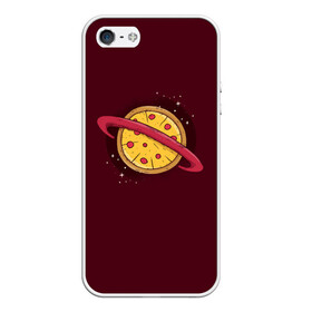 Чехол для iPhone 5/5S матовый с принтом Планета Пицца в Петрозаводске, Силикон | Область печати: задняя сторона чехла, без боковых панелей | pizza | космос | пицца | планета | планеты | сатурн