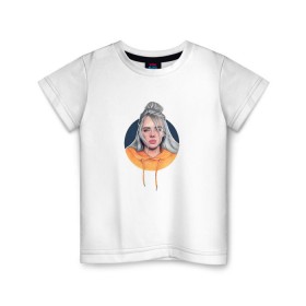 Детская футболка хлопок с принтом Billie Eilish в Петрозаводске, 100% хлопок | круглый вырез горловины, полуприлегающий силуэт, длина до линии бедер | Тематика изображения на принте: music | pop | айлиш | билли | музыка