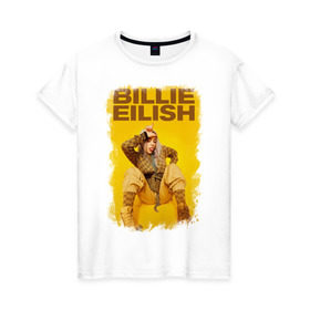 Женская футболка хлопок с принтом Billie Eilish в Петрозаводске, 100% хлопок | прямой крой, круглый вырез горловины, длина до линии бедер, слегка спущенное плечо | billie eilish | billie eilish bury | wheres my mind