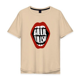 Мужская футболка хлопок Oversize с принтом Billie Eilish в Петрозаводске, 100% хлопок | свободный крой, круглый ворот, “спинка” длиннее передней части | music | pop | айлиш | билли | музыка