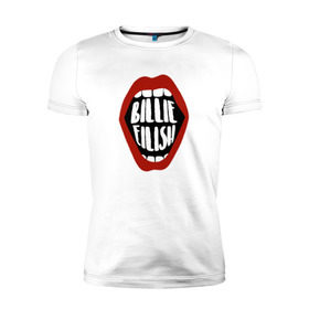 Мужская футболка премиум с принтом Billie Eilish в Петрозаводске, 92% хлопок, 8% лайкра | приталенный силуэт, круглый вырез ворота, длина до линии бедра, короткий рукав | music | pop | айлиш | билли | музыка