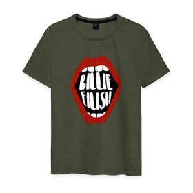 Мужская футболка хлопок с принтом Billie Eilish в Петрозаводске, 100% хлопок | прямой крой, круглый вырез горловины, длина до линии бедер, слегка спущенное плечо. | music | pop | айлиш | билли | музыка