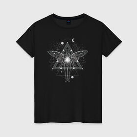 Женская футболка хлопок с принтом Астрал в Петрозаводске, 100% хлопок | прямой крой, круглый вырез горловины, длина до линии бедер, слегка спущенное плечо | абстракция | ангел | астрал | геометрия | космос | луна | планета | фея