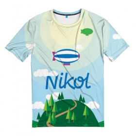 Мужская футболка 3D с принтом Nikol Country в Петрозаводске, 100% полиэфир | прямой крой, круглый вырез горловины, длина до линии бедер | 