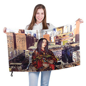 Флаг 3D с принтом Billie Eilish в Петрозаводске, 100% полиэстер | плотность ткани — 95 г/м2, размер — 67 х 109 см. Принт наносится с одной стороны | билли айлиш | певица