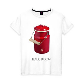 Женская футболка хлопок с принтом Louis Bidon в Петрозаводске, 100% хлопок | прямой крой, круглый вырез горловины, длина до линии бедер, слегка спущенное плечо | Тематика изображения на принте: антитренд | луи витон