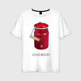 Женская футболка хлопок Oversize с принтом Louis Bidon в Петрозаводске, 100% хлопок | свободный крой, круглый ворот, спущенный рукав, длина до линии бедер
 | антитренд | луи витон