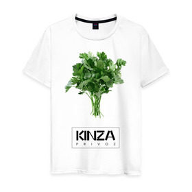 Мужская футболка хлопок с принтом KINZA в Петрозаводске, 100% хлопок | прямой крой, круглый вырез горловины, длина до линии бедер, слегка спущенное плечо. | kinzo | антитренд | кинзо