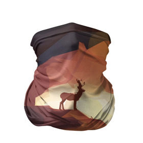 Бандана-труба 3D с принтом Абстрактный олень в Петрозаводске, 100% полиэстер, ткань с особыми свойствами — Activecool | плотность 150‒180 г/м2; хорошо тянется, но сохраняет форму | Тематика изображения на принте: арт | дикая | олень | пещера | поп | природа | рога | стая | шерсть