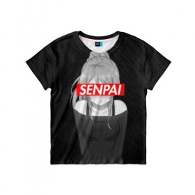 Детская футболка 3D с принтом Anime (Senpai 5) в Петрозаводске, 100% гипоаллергенный полиэфир | прямой крой, круглый вырез горловины, длина до линии бедер, чуть спущенное плечо, ткань немного тянется | ahegao | anime | manga | sempai | senpai | аниме | ахегао | манга | семпай | сенпай