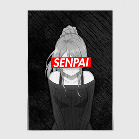 Постер с принтом Anime Senpai Girl  в Петрозаводске, 100% бумага
 | бумага, плотность 150 мг. Матовая, но за счет высокого коэффициента гладкости имеет небольшой блеск и дает на свету блики, но в отличии от глянцевой бумаги не покрыта лаком | ahegao | anime | manga | sempai | senpai | аниме | ахегао | манга | семпай | сенпай