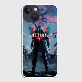 Чехол для iPhone 13 mini с принтом Devil May Cry 5 в Петрозаводске,  |  | Тематика изображения на принте: cs go | devil may cry | dmc5 | game | logo | битва | бой | вой | игра | контр страйк | кровь | крылья | логотип | надпись | фантастика | фэнтази | экшен