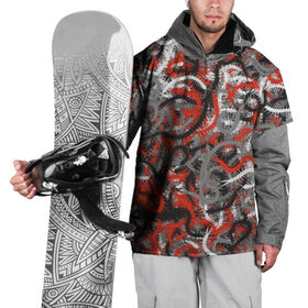 Накидка на куртку 3D с принтом Сколопендры в Петрозаводске, 100% полиэстер |  | камуфляж | красный | лапки | милитари | многоножка | насекомые | орнжевый | паттрен | серый | сороконожка | узор
