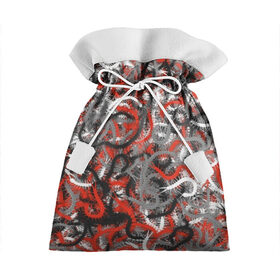 Подарочный 3D мешок с принтом Сколопендры в Петрозаводске, 100% полиэстер | Размер: 29*39 см | камуфляж | красный | лапки | милитари | многоножка | насекомые | орнжевый | паттрен | серый | сороконожка | узор
