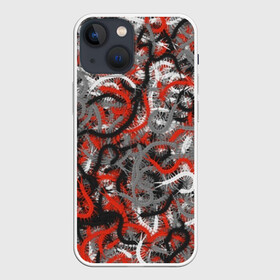 Чехол для iPhone 13 mini с принтом Сколопендры в Петрозаводске,  |  | камуфляж | красный | лапки | милитари | многоножка | насекомые | орнжевый | паттрен | серый | сороконожка | узор
