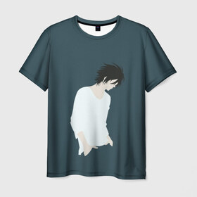 Мужская футболка 3D с принтом L в Петрозаводске, 100% полиэфир | прямой крой, круглый вырез горловины, длина до линии бедер | Тематика изображения на принте: detective | l | детектив | эл