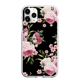 Чехол для iPhone 11 Pro Max матовый с принтом Пионы на Чёрном в Петрозаводске, Силикон |  | букет | бутон | весна | красивый | лето | листья | пион | прекрасный | роза | розочка | цветок | цветы