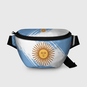 Поясная сумка 3D с принтом Аргентина в Петрозаводске, 100% полиэстер | плотная ткань, ремень с регулируемой длиной, внутри несколько карманов для мелочей, основное отделение и карман с обратной стороны сумки застегиваются на молнию | argentina | аргентина | аргентинская сборная | сборная | сборная аргентины | сборная аргентины по футболу | сборные | форма | футбол | футбольные сборные | чемпионат | чемпионат мира
